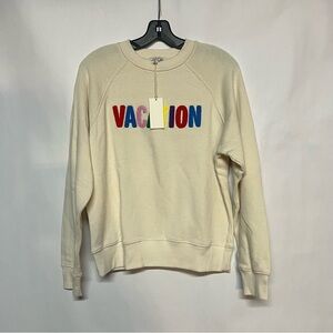 Z Supply Cream 'VACATION' Crewneck Sweatshirt with Multicolor Letters